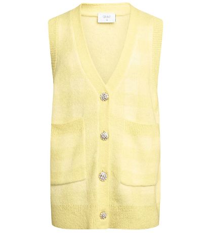 Grunt Waistcoat - Knitted - Mia - Yellow w. Checs