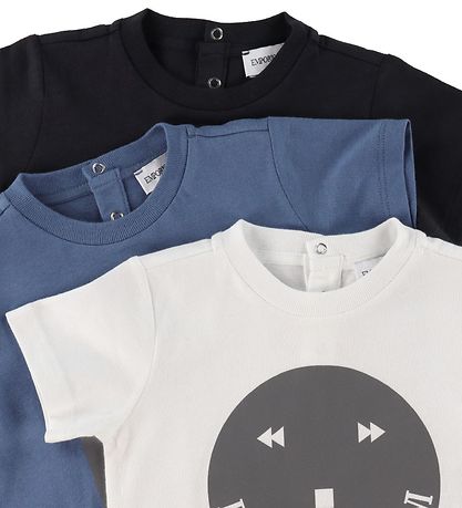 Emporio Armani T-shirt - 3-Pack - Blue/White/Navy w. Reflex Emporio Armani T-shirt - 3-Pack - Blue/White/Navy w. Reflex