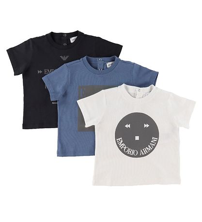 Emporio Armani T-shirt - 3-Pack - Blue/White/Navy w. Reflex Emporio Armani T-shirt - 3-Pack - Blue/White/Navy w. Reflex