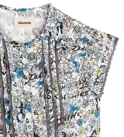 Zadig & Voltaire Top - Happy - Light Blue w. Flowers
