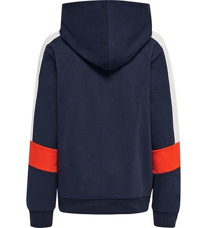 Hummel Hoodie - hmlBugge - Black Iris w. White/Orange