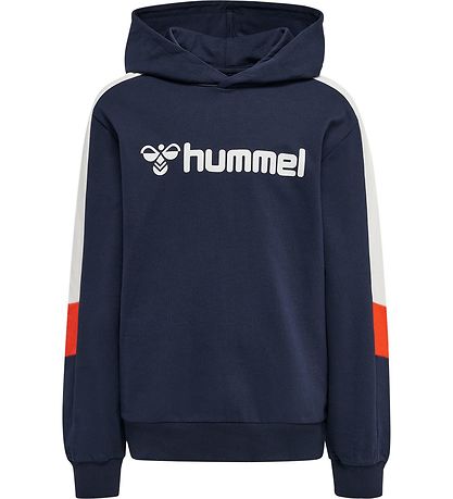 Hummel Hoodie - hmlBugge - Black Iris w. White/Orange