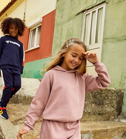 Hummel Hoodie - hmlBugge - Black Iris w. White/Orange