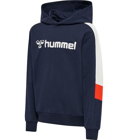 Hummel Hoodie - hmlBugge - Black Iris w. White/Orange