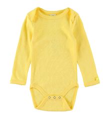 Smallstuff Bodysuit l/s - Heart Jaquard - Soft Yellow w. Pointel