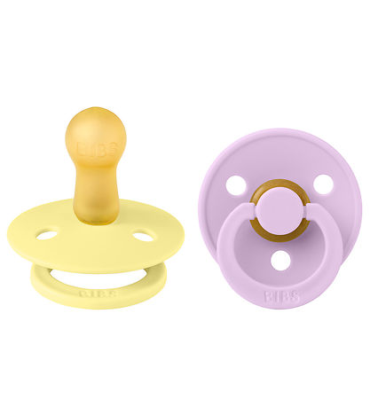 BIBS Colour Pacifiers - 2-Pack - Size 2 - Round - Sunshine/Viole BIBS Colour Pacifiers - 2-Pack - Size 2 - Round - Sunshine/Viole