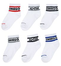 Converse Socks - 6-Pack - Quarter - White w. Print Converse Socks - 6-Pack - Quarter - White w. Print