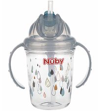 Gobelet av. Poignée et Paille Nuby - 240 ml - Gris av. Imprimé Gobelet av. Poignée et Paille Nuby - 240 ml - Gris av. Imprimé