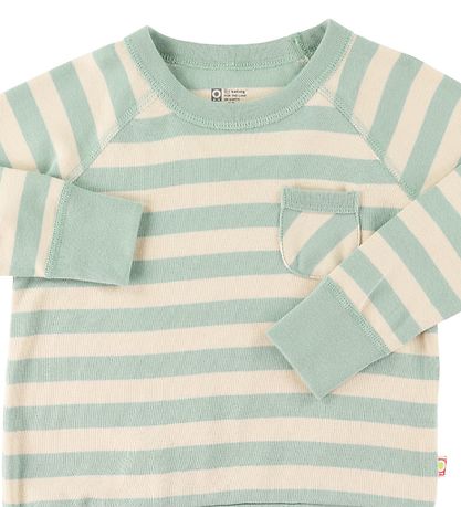 Katvig Blouse w. Pocket - Turquoise/Beige Striped