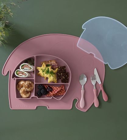 Sebra Plate w. Lid - Silicone - Fanto - Vintage Rose