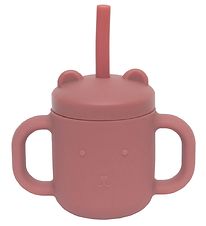 Tasse av. Paille Petit Monkey - Silicone - 175 ml - Mahogany Ros Tasse av. Paille Petit Monkey - Silicone - 175 ml - Mahogany Ros