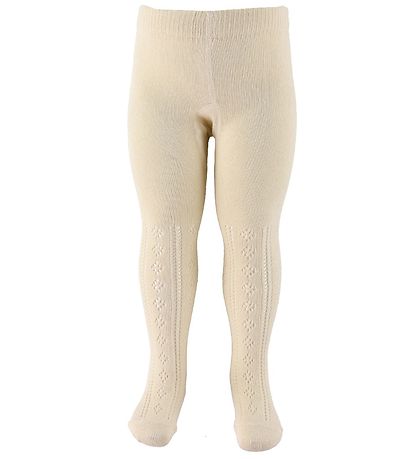 Minymo Tights - 2-Pack - Offwhite/Navy w. Pointelle