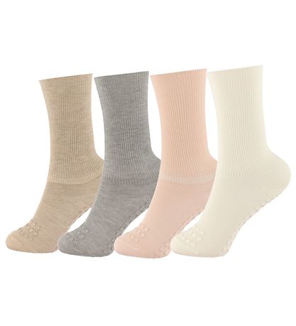 GoBabyGo Socks - Non-Slip - 4Pack - Rose/Grey/Offwhite/Sand GoBabyGo Socks - Non-Slip - 4Pack - Rose/Grey/Offwhite/Sand