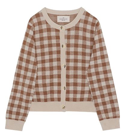 Monsieur Mini Cardigan - Gingham - Offwhite/Toffee Monsieur Mini Cardigan - Gingham - Offwhite/Toffee