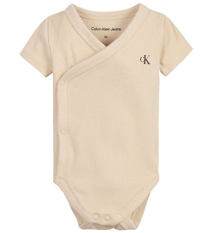 Calvin Klein Wrap Bodysuit s/s - Rib - Muslin Calvin Klein Wrap Bodysuit s/s - Rib - Muslin