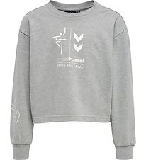 Hummel 맨투맨 - HmlPrima Bee - 잘린 - 회색 헤더 Hummel 맨투맨 - HmlPrima Bee - 잘린 - 회색 헤더
