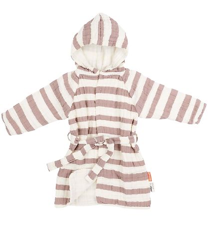 Done By Deer Bathrobe - Stripes - Powder Done By Deer Bathrobe - Stripes - Powder