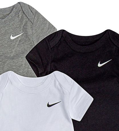 Nike Rompers s/s - Swoosh - 3-pack - Zwart/Wit/Grijs