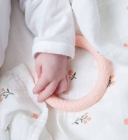 A Little Lovely Company Teether - Leaves - Strawberry/Cream A Little Lovely Company Teether - Leaves - Strawberry/Cream