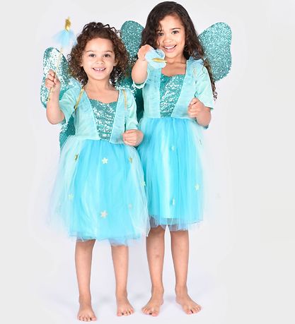 Den Goda Fen Kostüm - Feenkleid m. Flügel/Zauberstab - Türkis Den Goda Fen Kostüm - Feenkleid m. Flügel/Zauberstab - Türkis