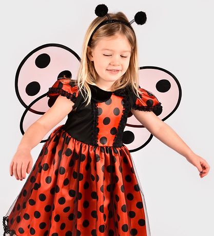 Den Goda Fen Kostuum - Lieveheersbeestje m. Vleugels - Rood