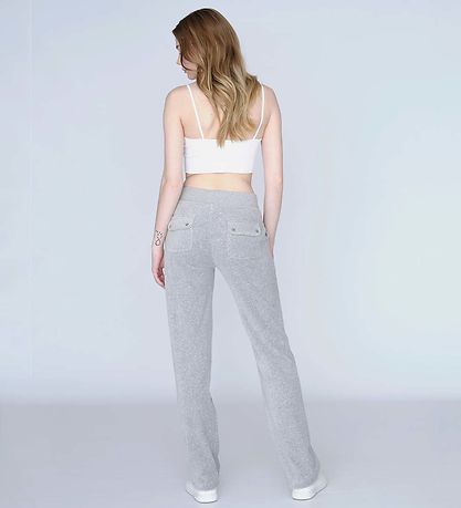 Juicy Couture Velvet Trousers - Silver Marl