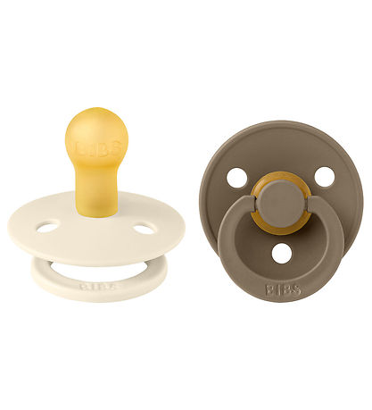 BIBS Colour Pacifiers - 2-Pack - Size 1 - Round - Ivory/Dark Oak BIBS Colour Pacifiers - 2-Pack - Size 1 - Round - Ivory/Dark Oak
