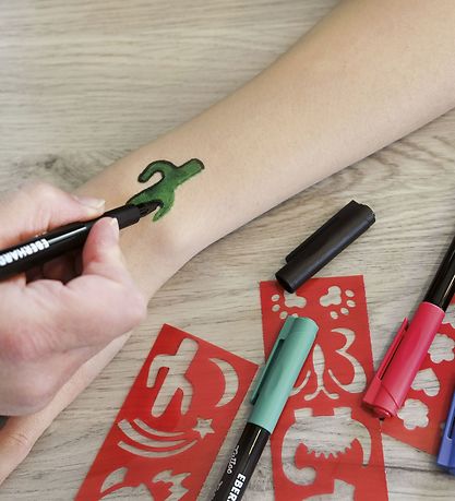 Eberhard Faber Tattoo Marker w. Templates - Kids - 4 Colours