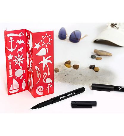 Eberhard Faber Tattoo Marker w. Templates - 2 pcs - Black