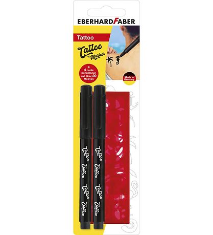 Eberhard Faber Tattoo Marker w. Templates - 2 pcs - Black