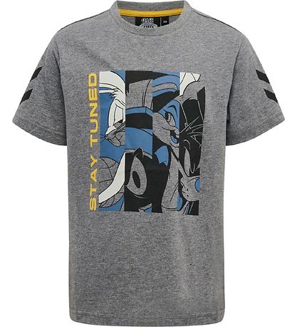 T-Shirt Hummel - hmlSpace Jam Soixante - Gris Chiné av. Imprimé T-Shirt Hummel - hmlSpace Jam Soixante - Gris Chiné av. Imprimé