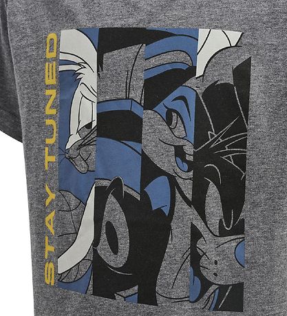 T-Shirt Hummel - hmlSpace Jam Soixante - Gris Chiné av. Imprimé T-Shirt Hummel - hmlSpace Jam Soixante - Gris Chiné av. Imprimé