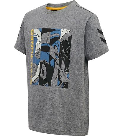 T-Shirt Hummel - hmlSpace Jam Soixante - Gris Chiné av. Imprimé T-Shirt Hummel - hmlSpace Jam Soixante - Gris Chiné av. Imprimé