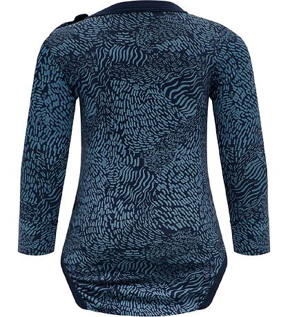 Hummel Bodysuit l/s - hmlBONGO - Blue w. Pattern