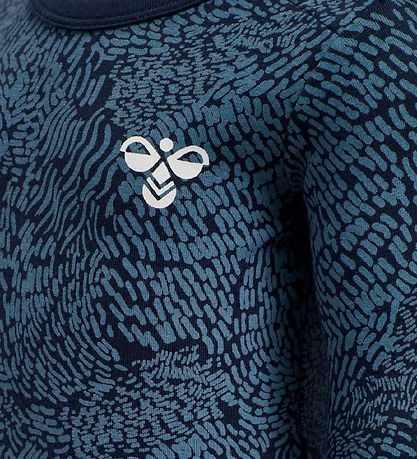 Hummel Bodysuit l/s - hmlBONGO - Blue w. Pattern