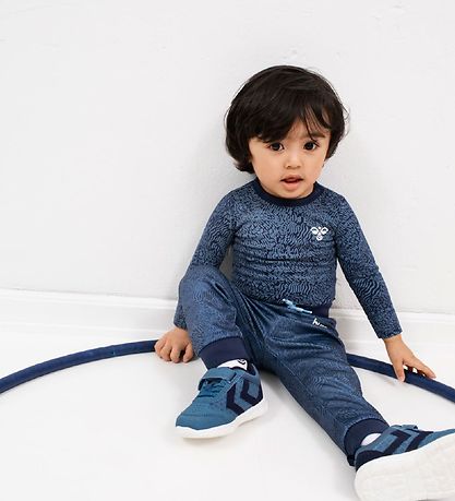 Hummel Bodysuit l/s - hmlBONGO - Blue w. Pattern