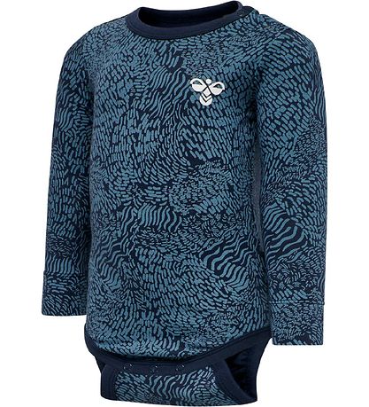 Hummel Bodysuit l/s - hmlBONGO - Blue w. Pattern