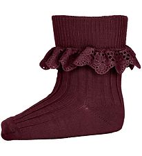 MP Socks - Wool - Wine Red w. Lace MP Socks - Wool - Wine Red w. Lace