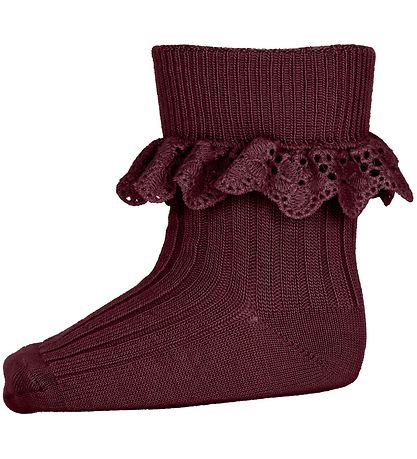 Chaussettes MP - Laine - Wine Rouge av. Dentelle Chaussettes MP - Laine - Wine Rouge av. Dentelle