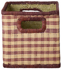 Rice Basket - Raffia - Brown Checks