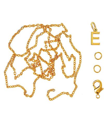 Me&My BOX Necklace w. Letter - E - Gold plated