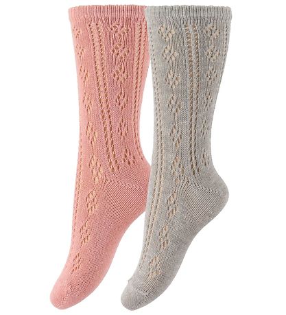 Chaussettes Minymo - 2 Pack - Gris/Rose Chaussettes Minymo - 2 Pack - Gris/Rose