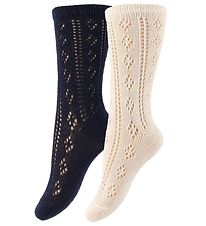 Minymo Socks - 2-Pack - Ivory/Navy Minymo Socks - 2-Pack - Ivory/Navy