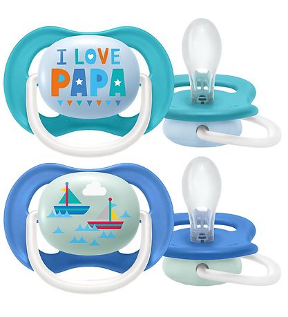 Philips Avent Pacifiers - 2-Pack - Ultra Air - Blue w. Print Philips Avent Pacifiers - 2-Pack - Ultra Air - Blue w. Print