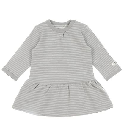 Minymo Jurk l/s - Grijs m. Strepe