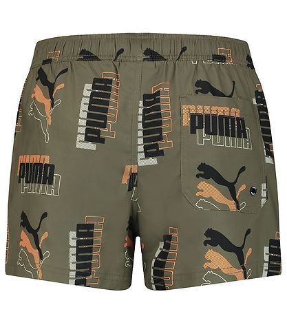 Puma Swim Shorts - Logo - Moss Green Combo