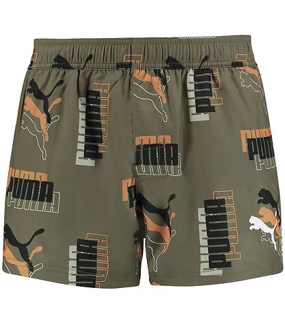 Puma Swim Shorts - Logo - Moss Green Combo