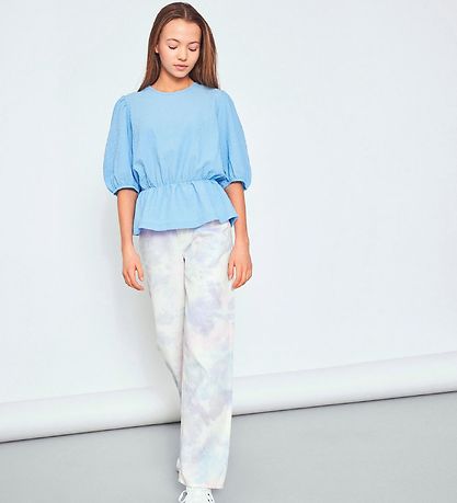 LMTD Trousers - NlfTieizza - White Alyssum/Tie Dye
