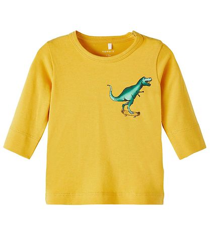 Name It Blouse - NbmBaba - Spicy Mustard w. Dino Name It Blouse - NbmBaba - Spicy Mustard w. Dino