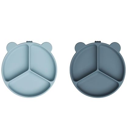 Liewood Partitioned Bowls - 2-Pack - Stacy - Sea Blue/Whale Blue Liewood Partitioned Bowls - 2-Pack - Stacy - Sea Blue/Whale Blue